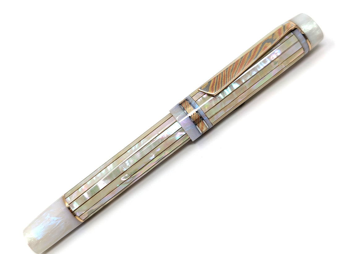 Ragazzone il Re in White Awabi with Mother of Pearl Resin - Mokume Gane #2