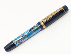 Hapalua il Re in Ice Blue Abalone with Midnight Blue & Mokume Gane