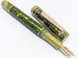 Carina Ragazzone in Green/Gold Abalone w/ Olive Honey Resin - Mokume Gane