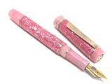 Carina Ragazzone in Rose Pink Starflake Abalone w/ Ghost Pink Resin - Mokume Gane