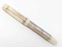 Carina Hapalua 15 il Re in White Gold Awabi w/ Ghost Flax Resin - Mokume Gane