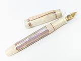 Carina Hapalua 15 il Re in White Gold Awabi w/ Ghost Flax Resin - Mokume Gane