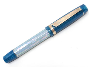 Hapalua il Re 13 in Iceberg Awabi w/ Teal Pearl Resin - Mokume Gane