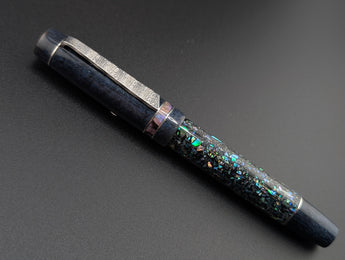 Carina Hapalua 15 in Black Starflake Abalone w/ Metallic Sapphire REsin - Damascus Steel