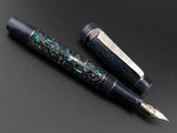 Carina Hapalua 15 in Black Starflake Abalone w/ Metallic Sapphire REsin - Damascus Steel