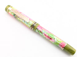 Carina Ragazzone in Rose/Chartreuse Abalone w/ Honey Olive Resin - Mokume Gane