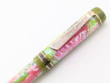 Carina Ragazzone in Rose/Chartreuse Abalone w/ Honey Olive Resin - Mokume Gane