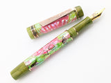 Carina Ragazzone in Rose/Chartreuse Abalone w/ Honey Olive Resin - Mokume Gane