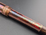 Carina Ragazzone in Root Beer and Copper Striped Awabi w/ Chocolate Pearl Resin