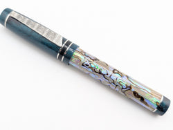 Draco in Silver Abalone w/ Aquifer Resin - Damascus Steel - #8 Nib
