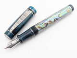 Draco in Silver Abalone w/ Aquifer Resin - Damascus Steel - #8 Nib