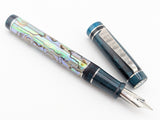 Draco in Silver Abalone w/ Aquifer Resin - Damascus Steel - #8 Nib