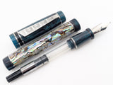 Draco in Silver Abalone w/ Aquifer Resin - Damascus Steel - #8 Nib