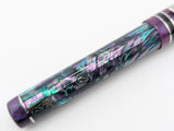 Draco in Dark Mexican Green Abalone w/ Purple Paralax Resin - Damascus Steel - #8 Nib