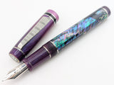 Draco in Dark Mexican Green Abalone w/ Purple Paralax Resin - Damascus Steel - #8 Nib