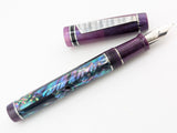 Draco in Dark Mexican Green Abalone w/ Purple Paralax Resin - Damascus Steel - #8 Nib
