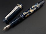 Carina 15 in Blue and Camel Cellulose Acetate w/ Metallic Sapphire Resin - Damascus Steel