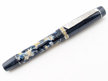 Carina 15 in Blue and Camel Cellulose Acetate w/ Metallic Sapphire Resin - Damascus Steel