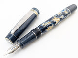Carina 15 in Blue and Camel Cellulose Acetate w/ Metallic Sapphire Resin - Damascus Steel