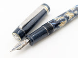 Carina 15 in Blue and Camel Cellulose Acetate w/ Metallic Sapphire Resin - Damascus Steel