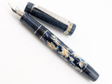 Carina 15 in Blue and Camel Cellulose Acetate w/ Metallic Sapphire Resin - Damascus Steel
