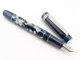Carina 15 in Blue and Camel Cellulose Acetate w/ Metallic Sapphire Resin - Damascus Steel
