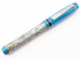 Draco in Silver Abalone w/ Mermaid Pearl Resin - Damascus Steel - TWSBI Converter