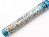 Draco in Silver Abalone w/ Mermaid Pearl Resin - Damascus Steel - TWSBI Converter