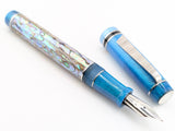 Draco in Silver Abalone w/ Mermaid Pearl Resin - Damascus Steel - TWSBI Converter