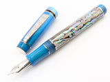 Draco in Silver Abalone w/ Mermaid Pearl Resin - Damascus Steel - TWSBI Converter
