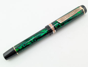 Ragazzone il Re in Deep Green Abalone w/ Black Resin - Mokume Gane