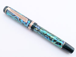 Ragazzone il Re in Seafoam Abalone w/ Midnight Green Pearl Resin - Mokume Gane