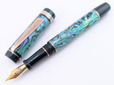 Ragazzone il Re in Seafoam Abalone w/ Midnight Green Pearl Resin - Mokume Gane