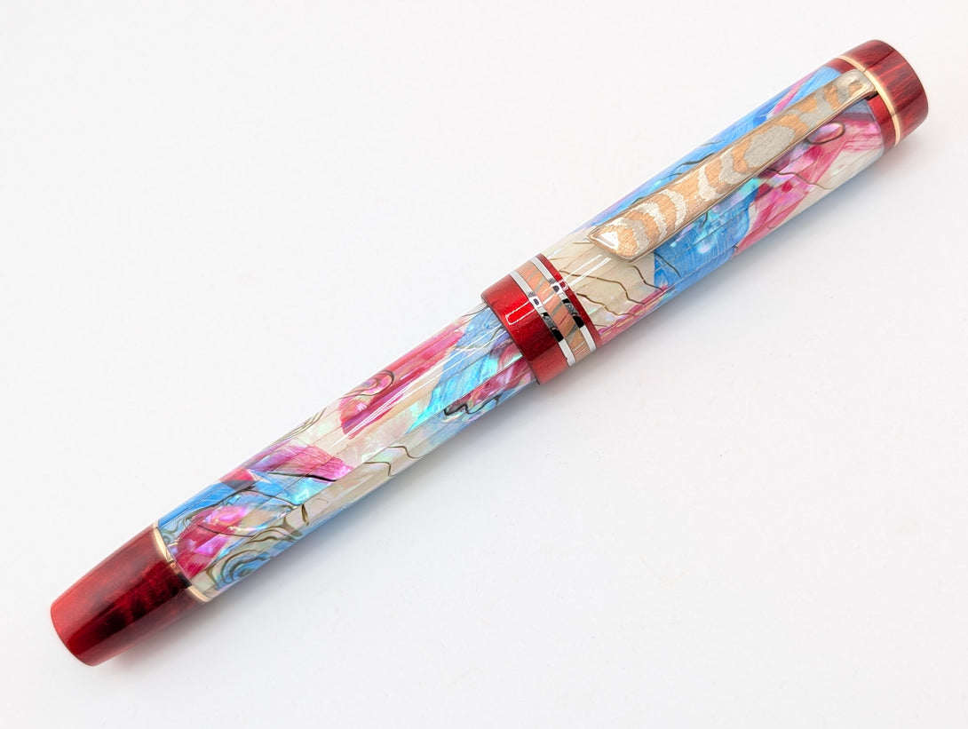 Carina Ragazzone il Re in Dawn's Early Light Abalone w/ Blood Red Resin