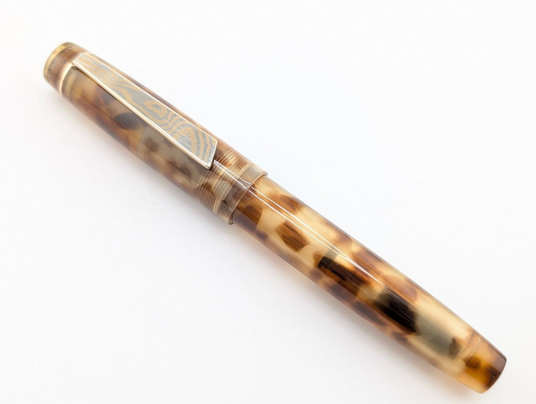 Carina 15 in Amber Tortoise Shell Cellulose Acetate - Mokume Gane