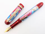 Taurus Ragazzone il Re in Dawn's Early Light Abalone w/ Blood Red Resin - Mokume Gane