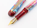 Taurus Ragazzone il Re in Dawn's Early Light Abalone w/ Blood Red Resin - Mokume Gane
