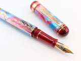 Taurus Ragazzone il Re in Dawn's Early Light Abalone w/ Blood Red Resin - Mokume Gane