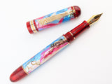 Taurus Ragazzone il Re in Dawn's Early Light Abalone w/ Blood Red Resin - Mokume Gane