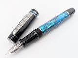 Hapalua 15 in Ice Blue Abalone w/ Solid Black Resin - Damascus Steel