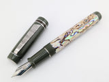 Draco in White Paua Abalone w/ Jungle Green Resin - Damascus Steel
