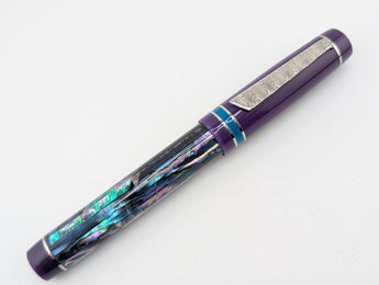 Draco in Dark Mexican Green Abalone w/ Grape Resin - Damascus Steel