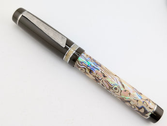 Draco in White Paua Abalone w/ Coffee Resin - Damascus Steel