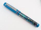 Draco in Dark Mexican Green Abalone w/ Teal Resin - Damascus Steel