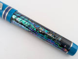 Draco in Dark Mexican Green Abalone w/ Teal Resin - Damascus Steel