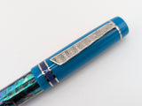Draco in Dark Mexican Green Abalone w/ Teal Resin - Damascus Steel