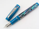 Draco in Dark Mexican Green Abalone w/ Teal Resin - Damascus Steel