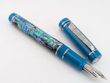 Draco in Dark Mexican Green Abalone w/ Teal Resin - Damascus Steel