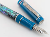 Draco in Dark Mexican Green Abalone w/ Teal Resin - Damascus Steel