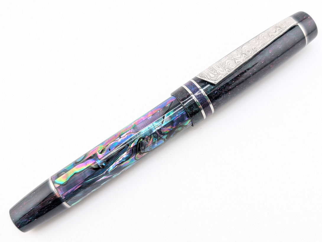 Hapalua 15 in Dark Mexican Green Abalone w/ Lusso Cosmos Resin Damascus Steel